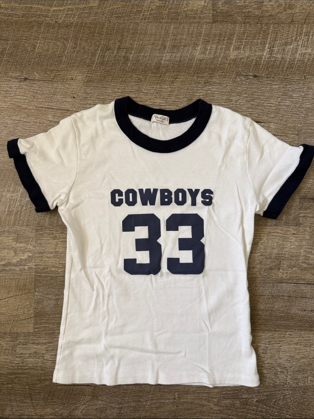 Brandy Melville Cowboys 33 White & Navy T-Shirt One Size
